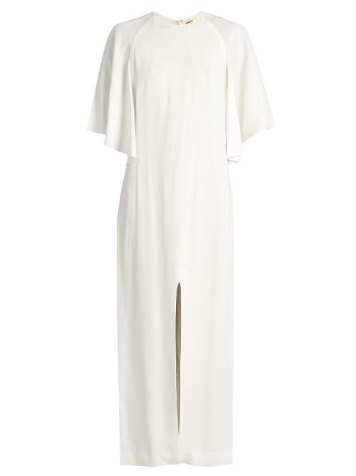 Adam Lippes Flounce-sleeved Satin-crepe Dress