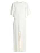 Adam Lippes Flounce-sleeved Satin-crepe Dress