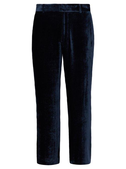 Matchesfashion.com Sies Marjan - Alex Silk Blend Corduroy Trousers - Mens - Dark Blue