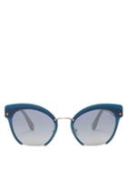Matchesfashion.com Miu Miu - Cat Eye Round Frame Sunglasses - Womens - Blue Multi