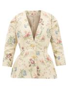 Matchesfashion.com Brock Collection - Floral-jacquard Cotton-blend Jacket - Womens - Ivory Multi