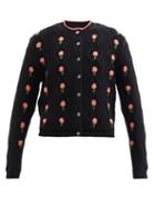 Shrimps - Bennett Embroidered Wool-blend Cable-knit Cardigan - Womens - Black Multi