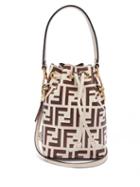 Matchesfashion.com Fendi - Mon Tresor Mini Ff Embossed Leather Bucket Bag - Womens - Cream Multi