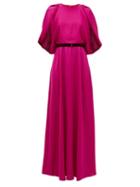 Matchesfashion.com Roksanda - Milena Cape Sleeve Satin Maxi Dress - Womens - Pink