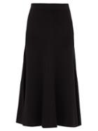 Matchesfashion.com Joseph - Flared Knitted Midi Skirt - Womens - Black