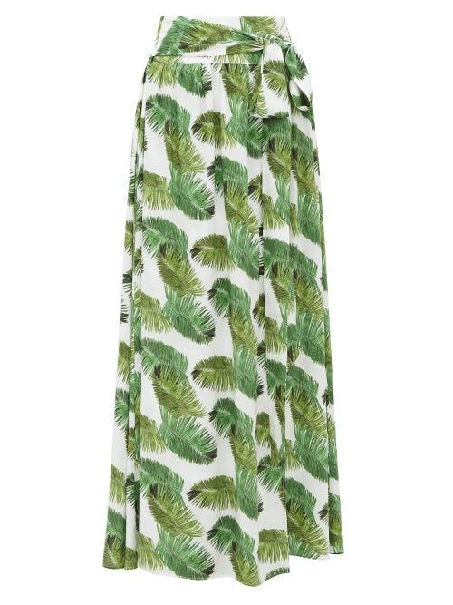 Matchesfashion.com Melissa Odabash - Elsa Palm Tree Print Poplin Maxi Skirt - Womens - White Print
