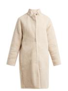 Matchesfashion.com Herno - Single Breasted Shearling Coat - Womens - Ivory