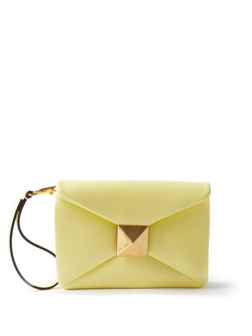 Valentino Garavani - One Stud Leather Clutch - Womens - Yellow