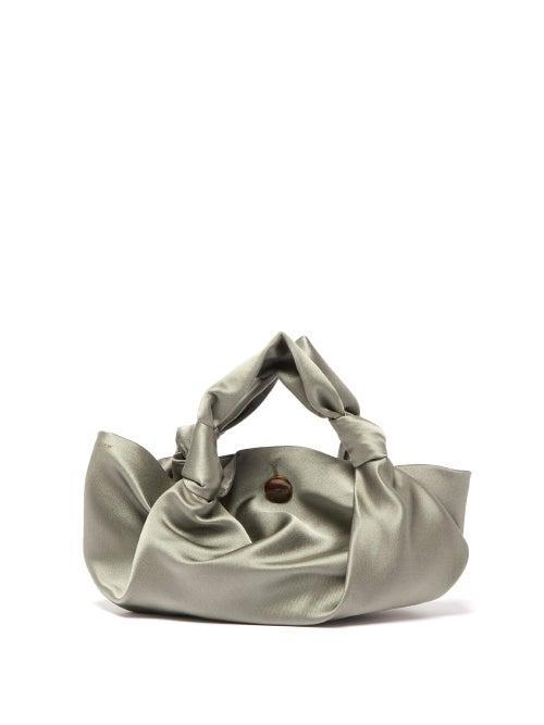 Matchesfashion.com The Row - The Ascot Grey Satin Clutch Bag - Womens - Light Green