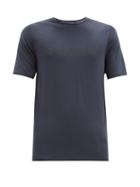 Matchesfashion.com Ashmei - Logo-print Wool-blend T-shirt - Mens - Navy