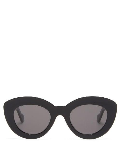 Ladies Accessories Loewe - Anagram-logo Cat-eye Acetate Sunglasses - Womens - Black