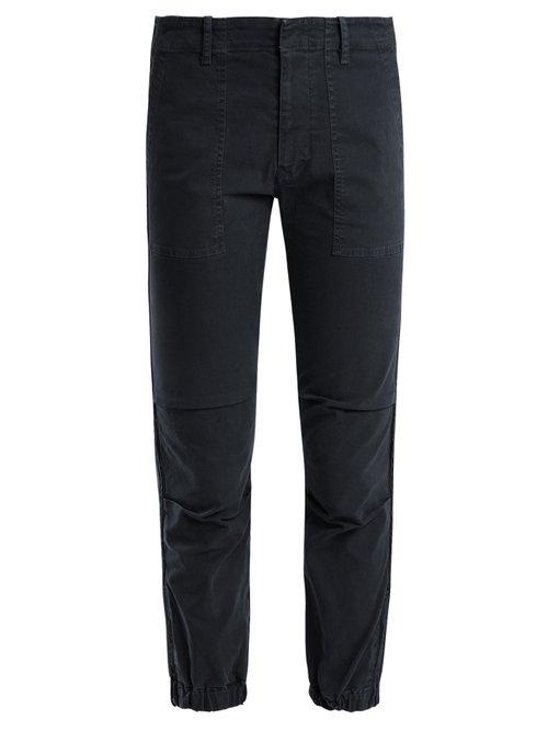 Matchesfashion.com Nili Lotan - Mid Rise Stretch Cotton Military Trousers - Womens - Navy