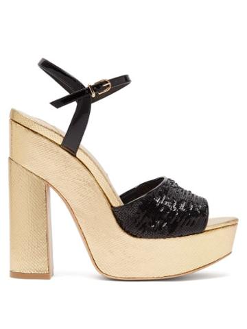 Matchesfashion.com Sophia Webster - Juju Sequinned Leather Platform Sandals - Womens - Black Gold