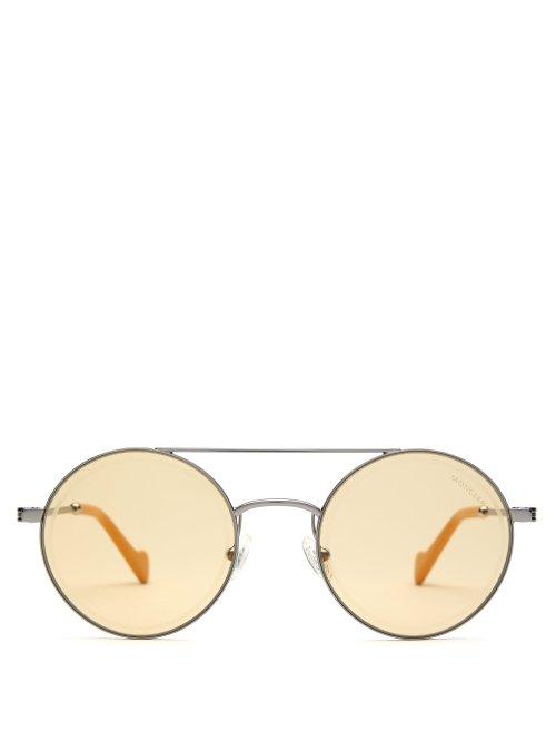 Matchesfashion.com Moncler - Round Frame Metal Sunglasses - Mens - Silver