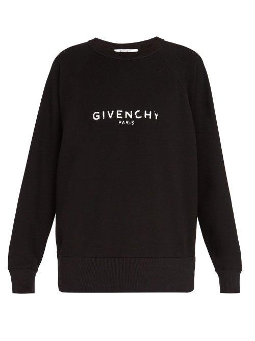 Matchesfashion.com Givenchy - Distressed Logo Cotton Sweatshirt - Mens - Black
