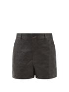 Gucci - Gg-monogram Leather Shorts - Womens - Black