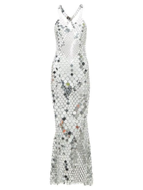 Matchesfashion.com Paco Rabanne - Halterneck Chainmail Maxi Dress - Womens - Silver