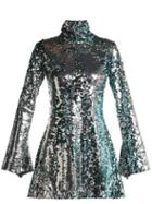 Matchesfashion.com Halpern - Metallic Sequined Mini Dress - Womens - Light Blue