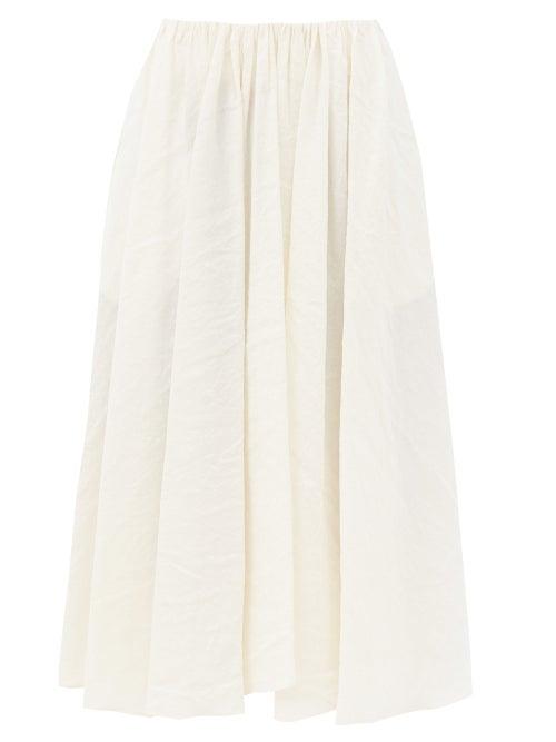 Matchesfashion.com Jil Sander - Nastya Linen-blend Midi Skirt - Womens - Ivory