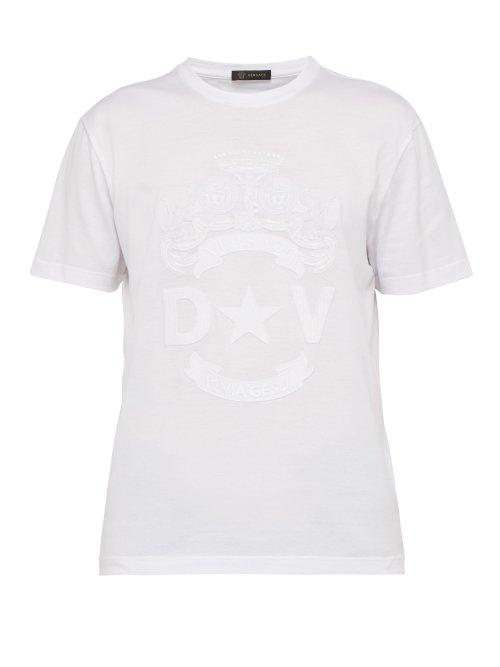 Matchesfashion.com Versace - Logo Crest Embroidered T Shirt - Mens - White