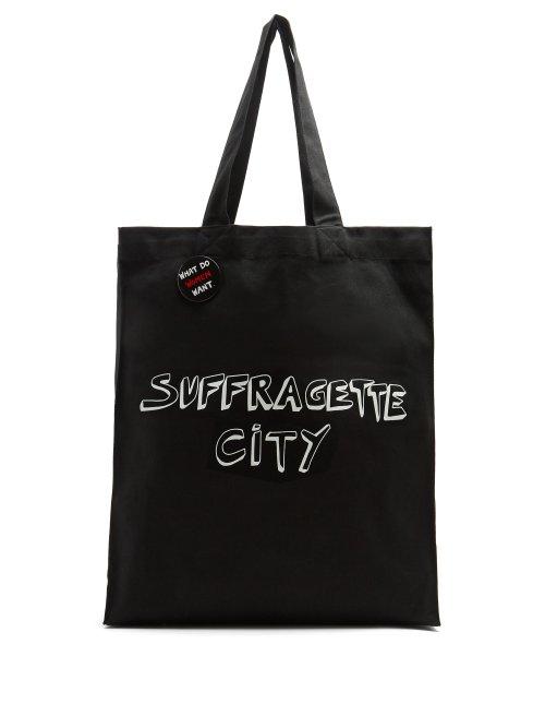 Matchesfashion.com Bella Freud - X Gillian Wearing Suffragette City Canvas Tote Bag - Womens - Black