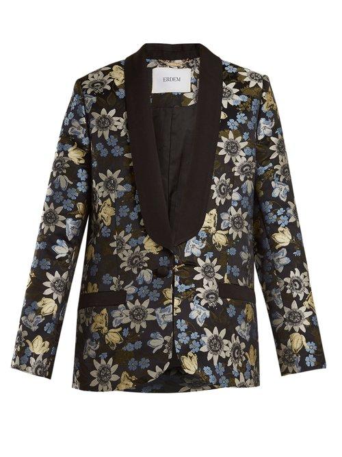 Matchesfashion.com Erdem - Anisha Floral Jacquard Jacket - Womens - Black Multi