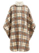 Matchesfashion.com Isabel Marant Toile - Gabin Roll-neck Checked Wool-blend Cape Coat - Womens - Beige Multi