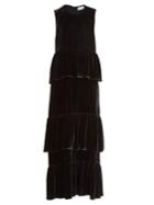 Raey Tiered Ruffled Velvet Dress