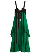 Matchesfashion.com Colville - Open Front Silk And Wool Dress - Womens - Green Multi