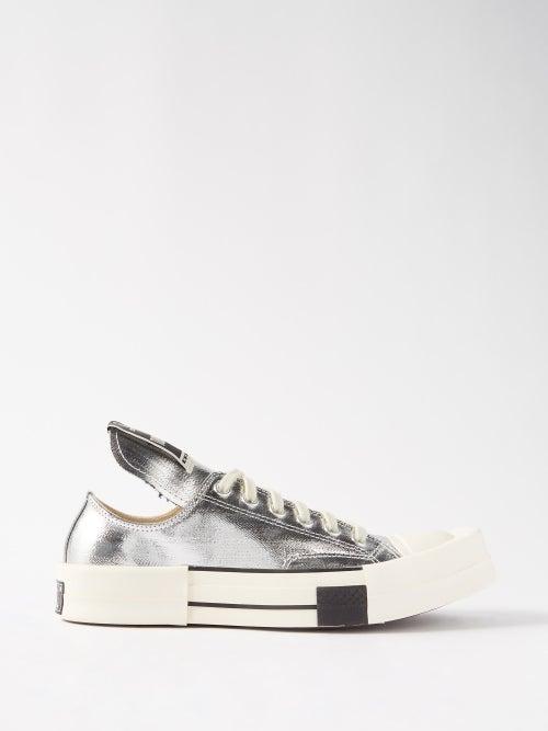 Rick Owens Drkshdw X Converse - Drkstr Chuck 70 Lacquered-canvas Trainers - Womens - Silver