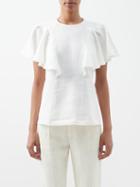Chlo - Ruffled Linen T-shirt - Womens - Ivory