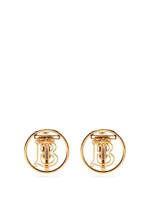 Matchesfashion.com Burberry - Monogram Gold Plated Clip Earrings - Womens - Gold
