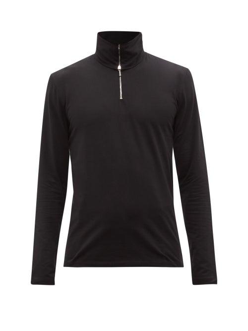 Jil Sander - Half-zip Cotton-jersey Roll-neck Sweater - Mens - Black