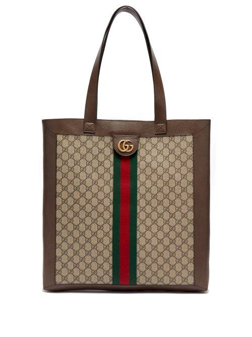Matchesfashion.com Gucci - Gg Supreme Leather And Canvas Tote - Mens - Brown Multi