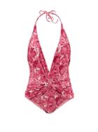 Matchesfashion.com Adriana Degreas - Halterneck Flower Bloom-print Swimsuit - Womens - Pink Print