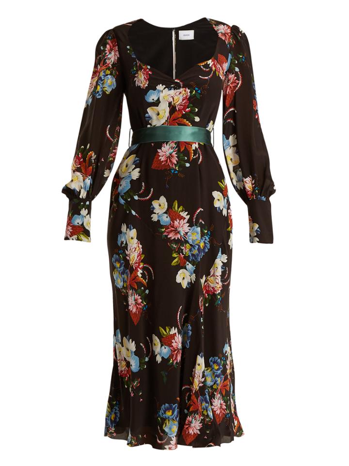 Erdem Berdine Sweetheart-neck Silk Midi Dress