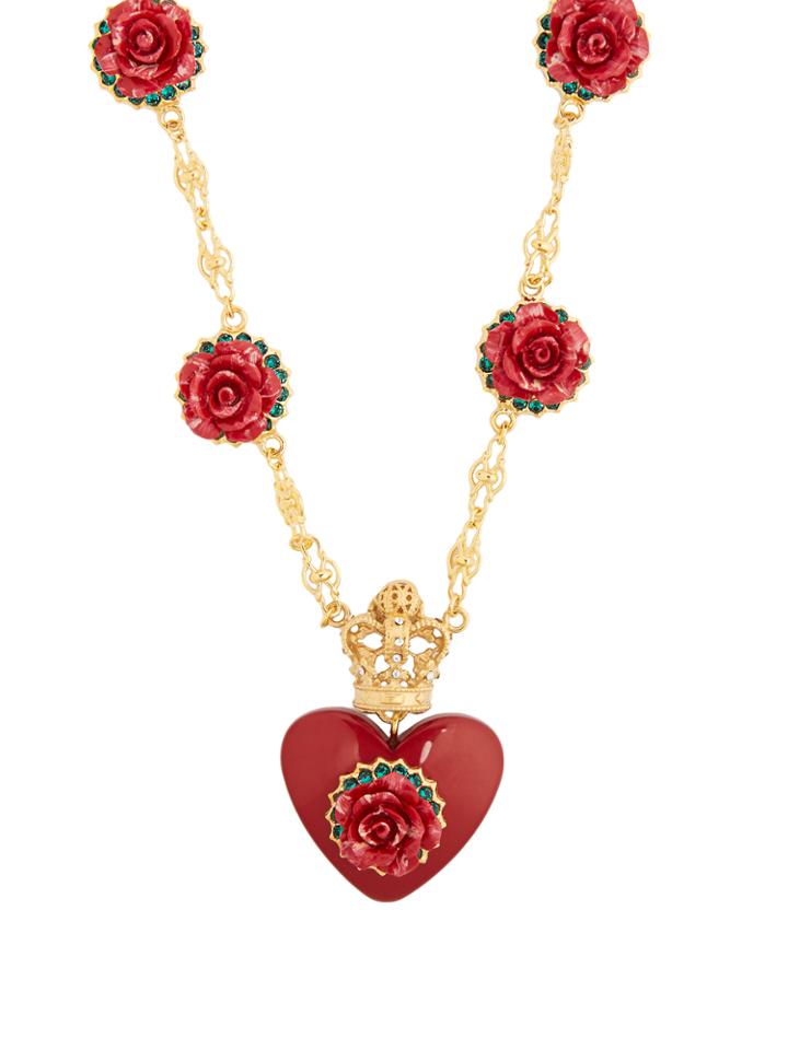 Dolce & Gabbana Heart And Rose-pendant Necklace