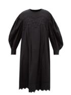 Simone Rocha - Embroidered-trim Cotton-poplin Dress - Womens - Black