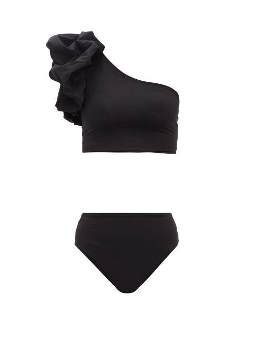 Ladies Beachwear Maygel Coronel - Luisa One-shoulder High-rise Bikini - Womens - Black