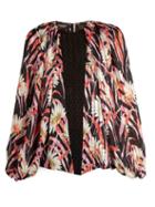 Giambattista Valli Daisy-print Lace-panelled Silk Blouse