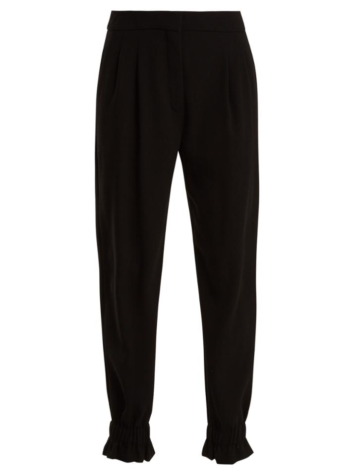 Sonia Rykiel Ruffled-cuff Satin-crepe Trousers