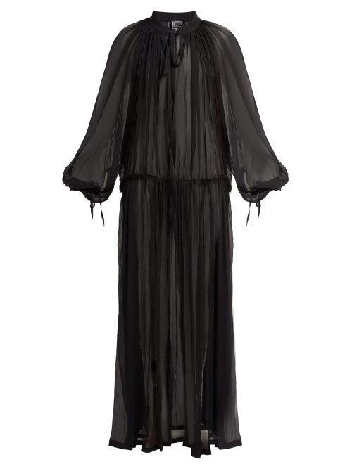 Matchesfashion.com Ann Demeulemeester - Cupid Sheer Silk Maxi Dress - Womens - Black