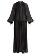 Matchesfashion.com Ann Demeulemeester - Cupid Sheer Silk Maxi Dress - Womens - Black