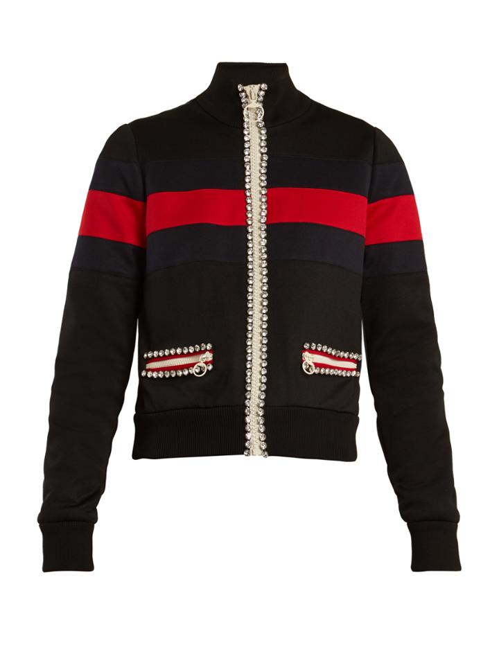 Gucci High-neck Crystal-embellished Jersey Jacket