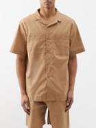 Albus Lumen - Cuban-collar Cotton Shirt - Mens - Sand