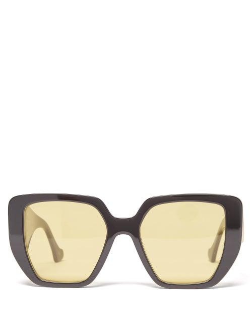 Gucci - Oversized Square Acetate Sunglasses - Womens - Black Yellow