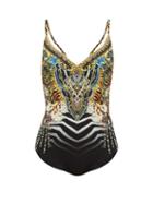 Matchesfashion.com Camilla - Lost Paradise Underwater Print V Neck Swimsuit - Womens - Black Multi