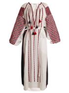 Matchesfashion.com Vita Kin - Tisa Embroidered Mid Weight Linen Dress - Womens - White Multi