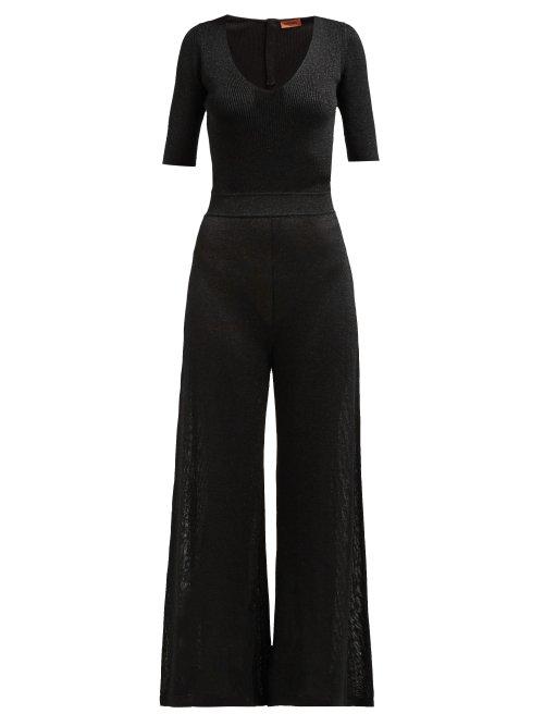 Matchesfashion.com Missoni - V Neck Lam Jumpsuit - Womens - Black
