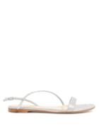Matchesfashion.com Gianvito Rossi - Crystal-strap Metallic-suede Sandals - Womens - Silver